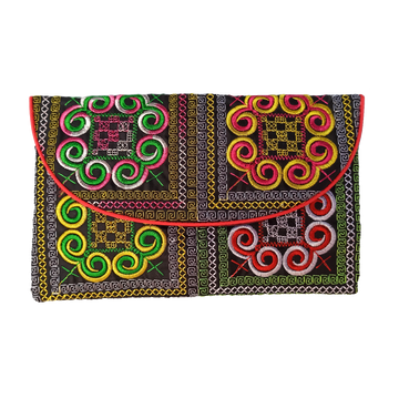 Hmong Magnetic Clasp Envelope Wallet (Bold Spirals)