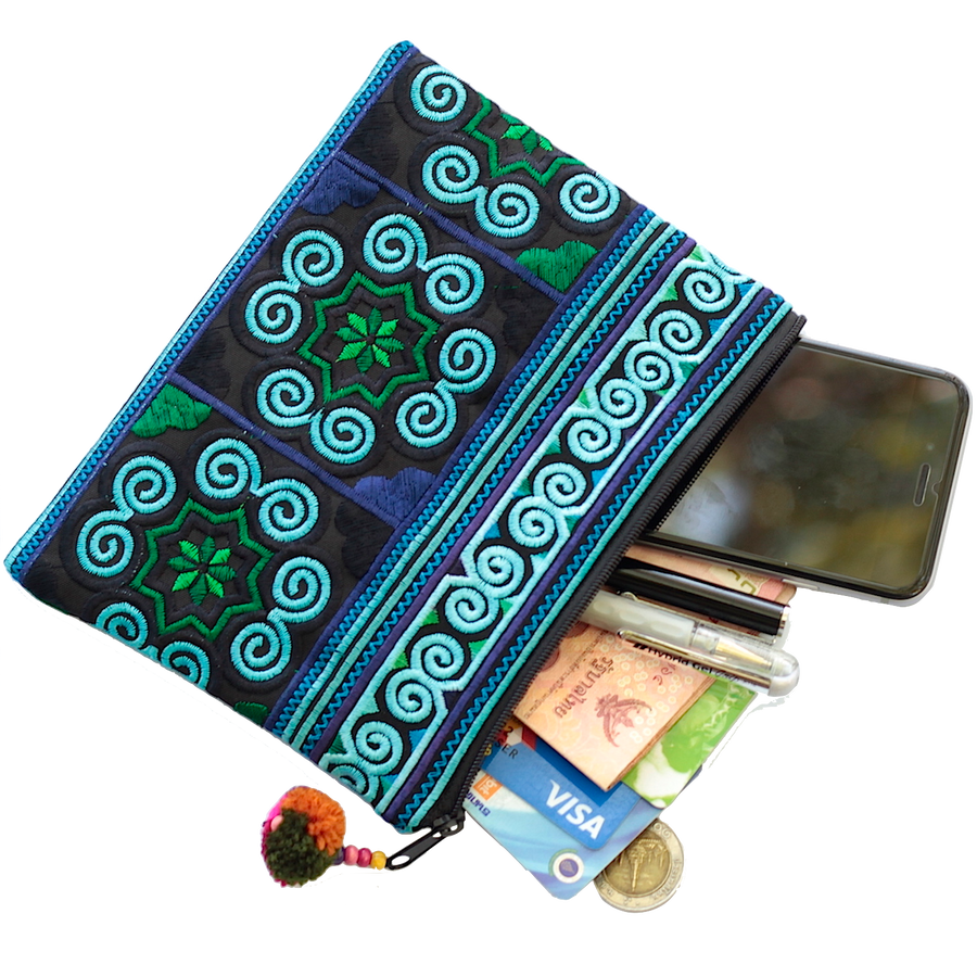 Sabai Jai Blue Cosmetic Pouch with accessories