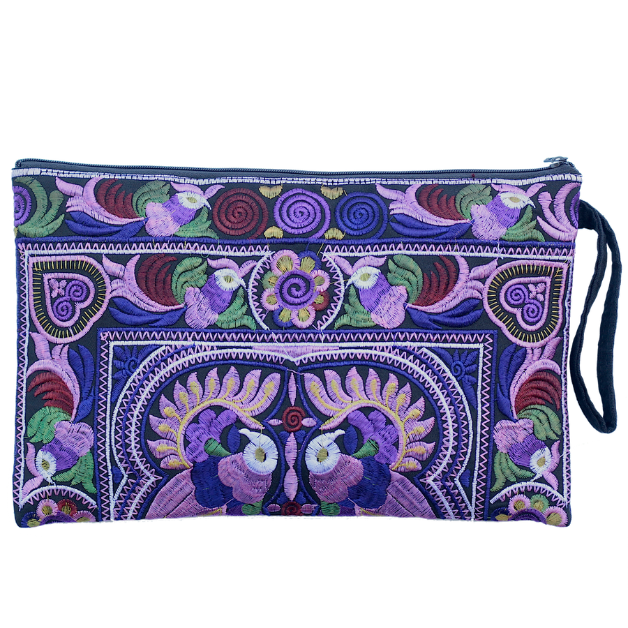 Sabai Jai Dark Violet Large Twin Bird Clutch bag