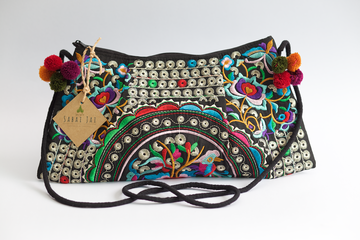 Sabai Jai Silver & Multicolor Rose Shoulder Bag