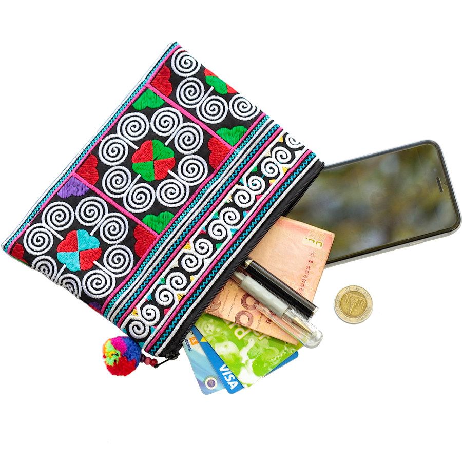 Sabai Jai Multicolor Cosmetic Pouch with accessories