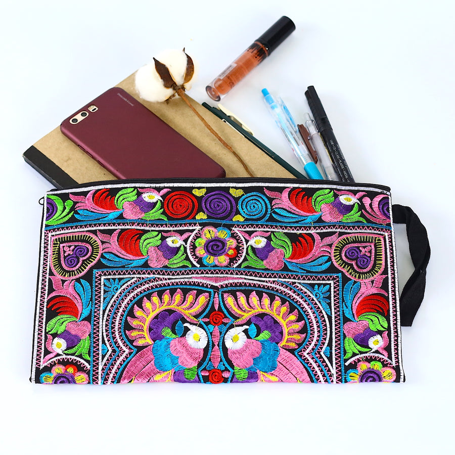 Large Twin Bird Clutch (Pink & Multicolor)
