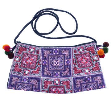 Sabai Jai Hill Tribe Shoulder Bag - Pink & Purple Geometrics