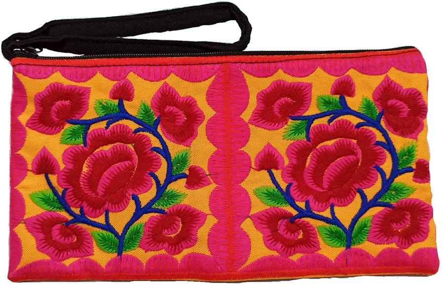 Small Floral Wristlet (Pink/Yellow)