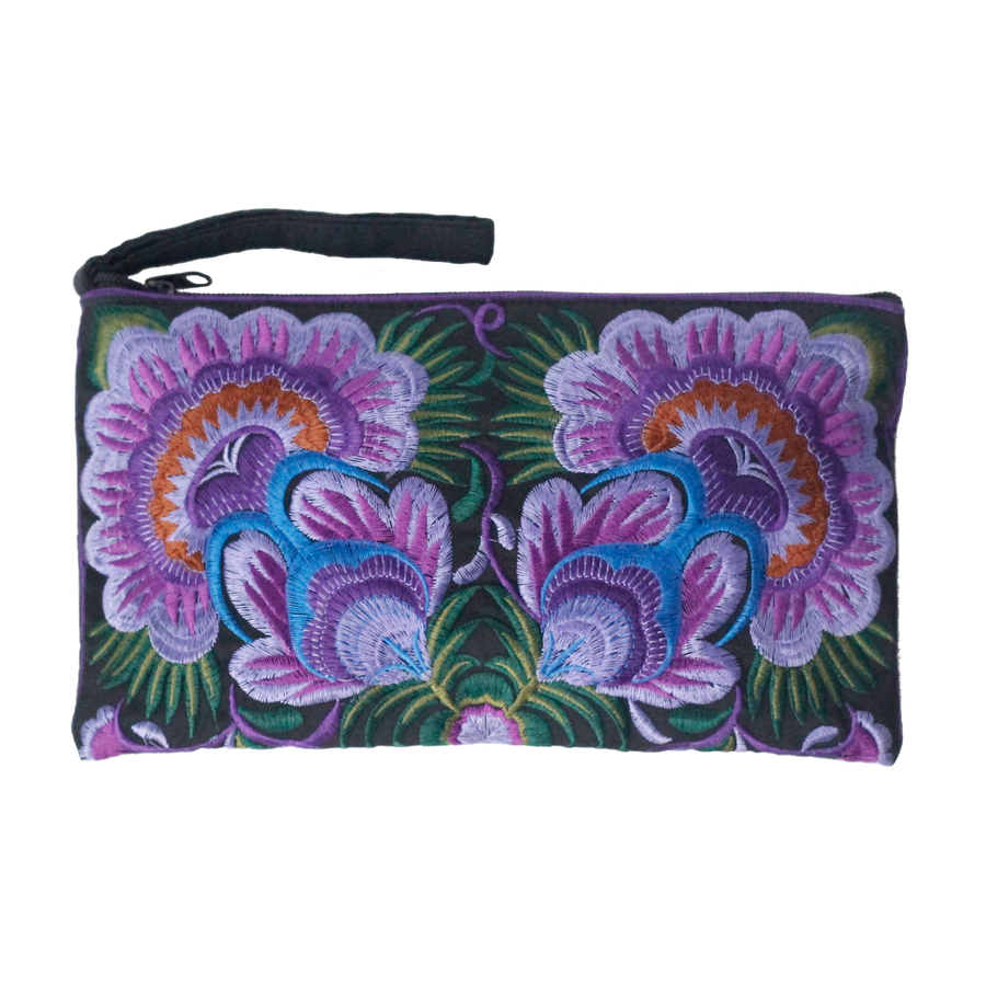 Sabai Jai Purple Twin Flower Clutch bag