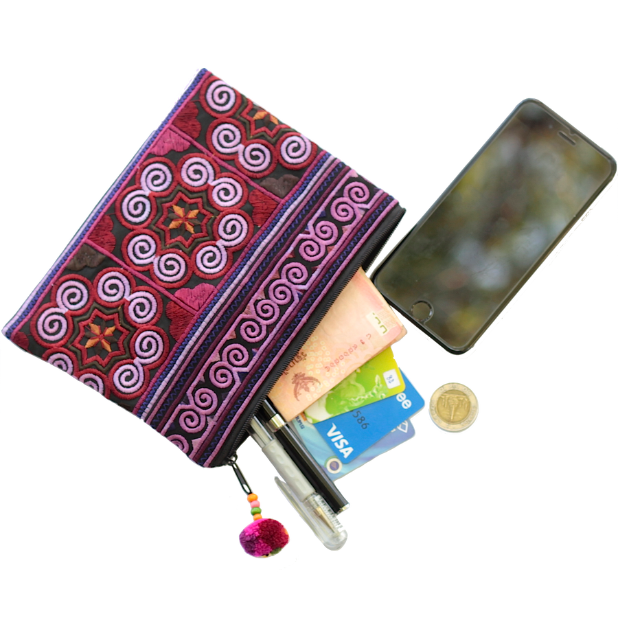 Sabai Jai Dark Violet Cosmetic Pouch with accessories